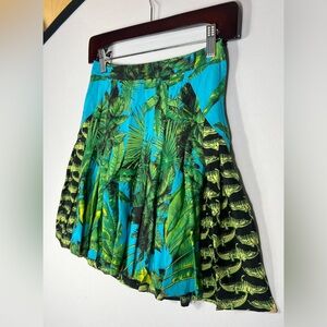 Versace x H&M RARE Silk Tropical Palms Crocodile Print Pleated Mini Skirt Size 2